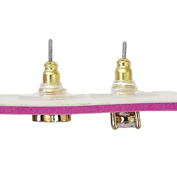 Betsy Johnson Gold Tone Heart With Keyhole & Round Crystal Stud Earrings 2 Pairs - Picture 3 of 4